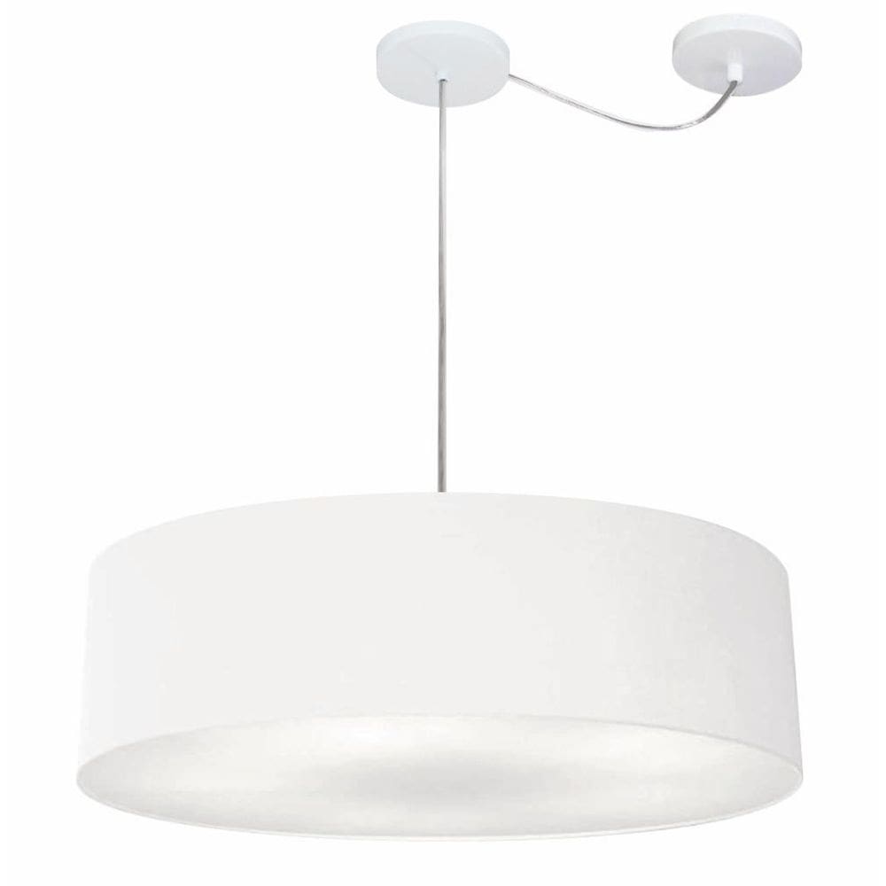 Lustre Pendente Cilíndrico Com Desvio de Centro Vivare Md-4265 Cúpula em Tecido 60x15cm - Bivolt