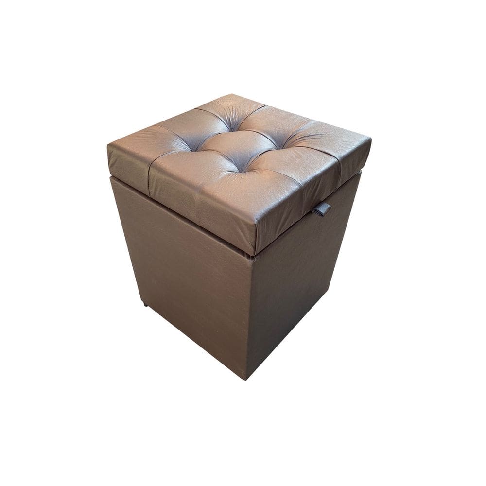 Puff Baú Quadrado 1 Lugar 36X36 Cm Marrom Material Sintético