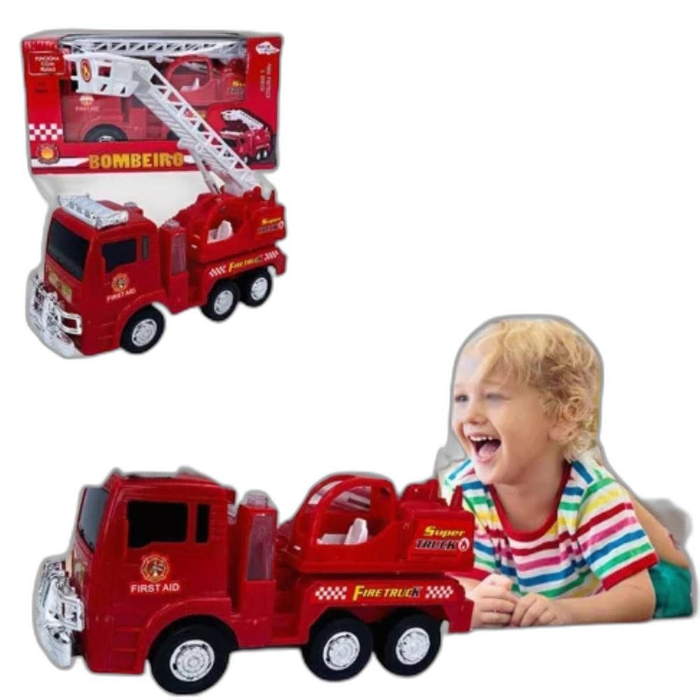 Caminhão Bombeiro Brinquedo Infantil Educativo Som E Emissão