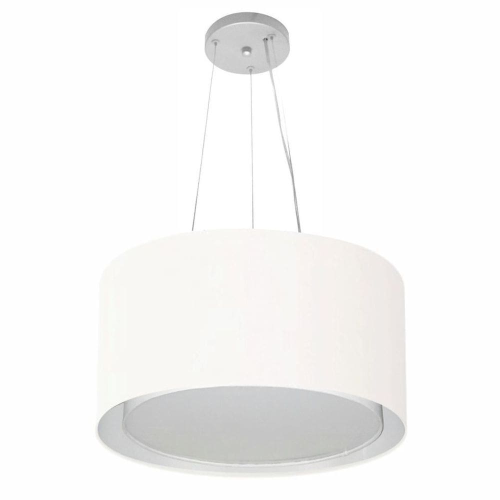 Lustre Pendente Cilíndrico Duplo Vivare Md-4123 Cúpula em Tecido 40x25cm - Bivolt