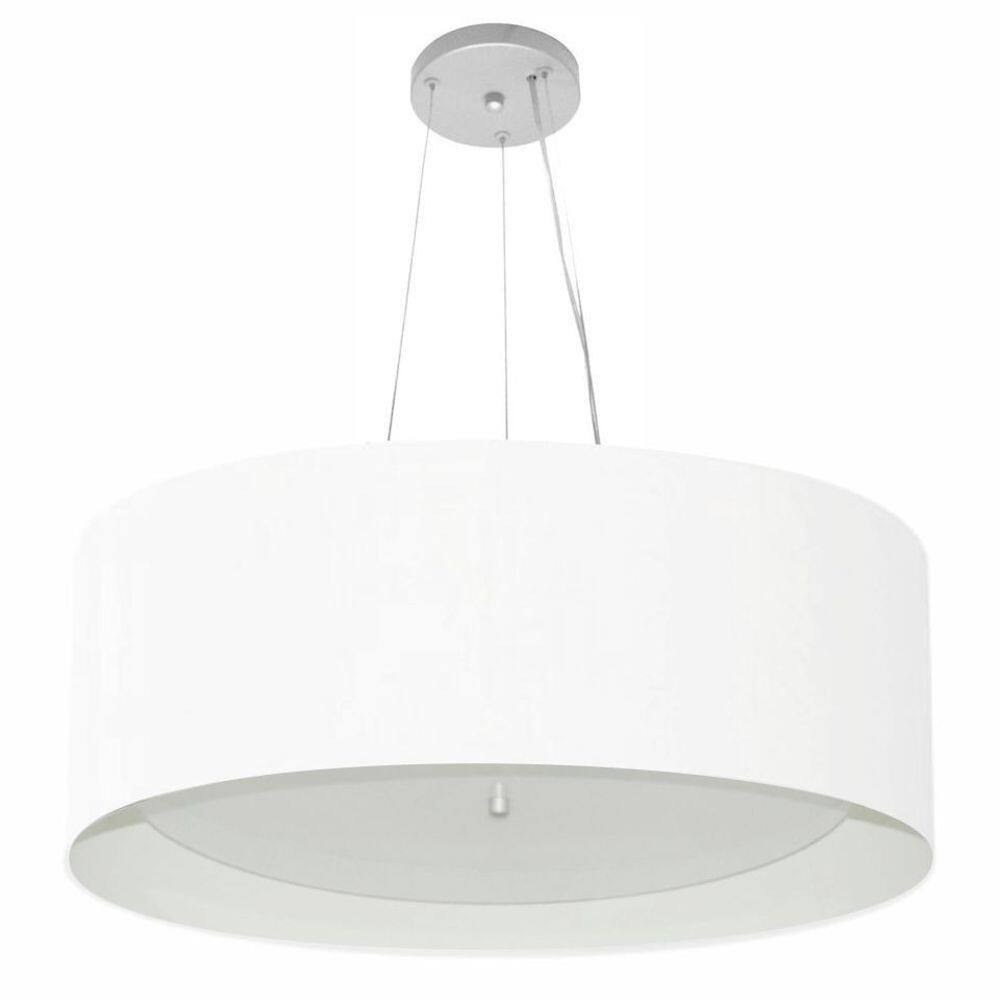 Lustre Pendente Cilíndrico Vivare Md-4013 Cúpula Forrada em Tecido 60x25cm - Bivolt