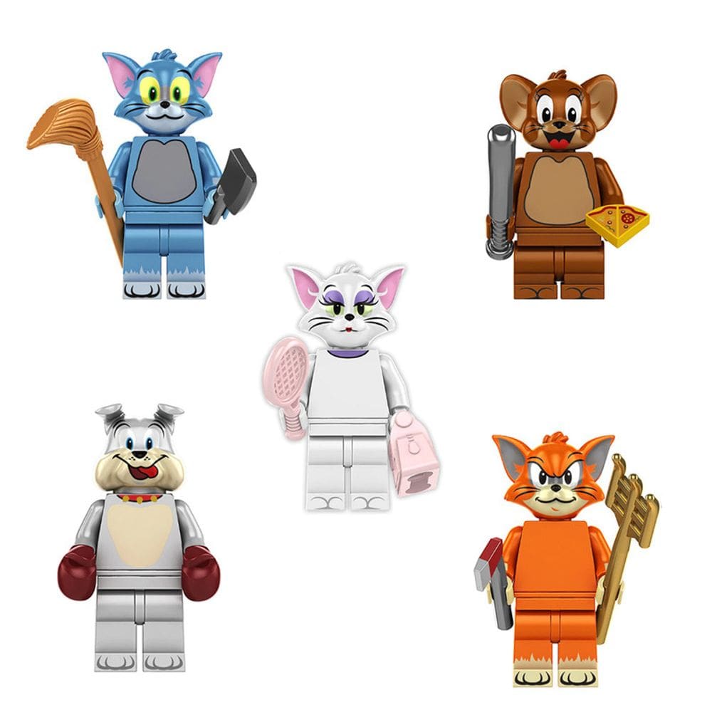 Kit 5 Bonecos Tom E Jerry Blocos De Montar