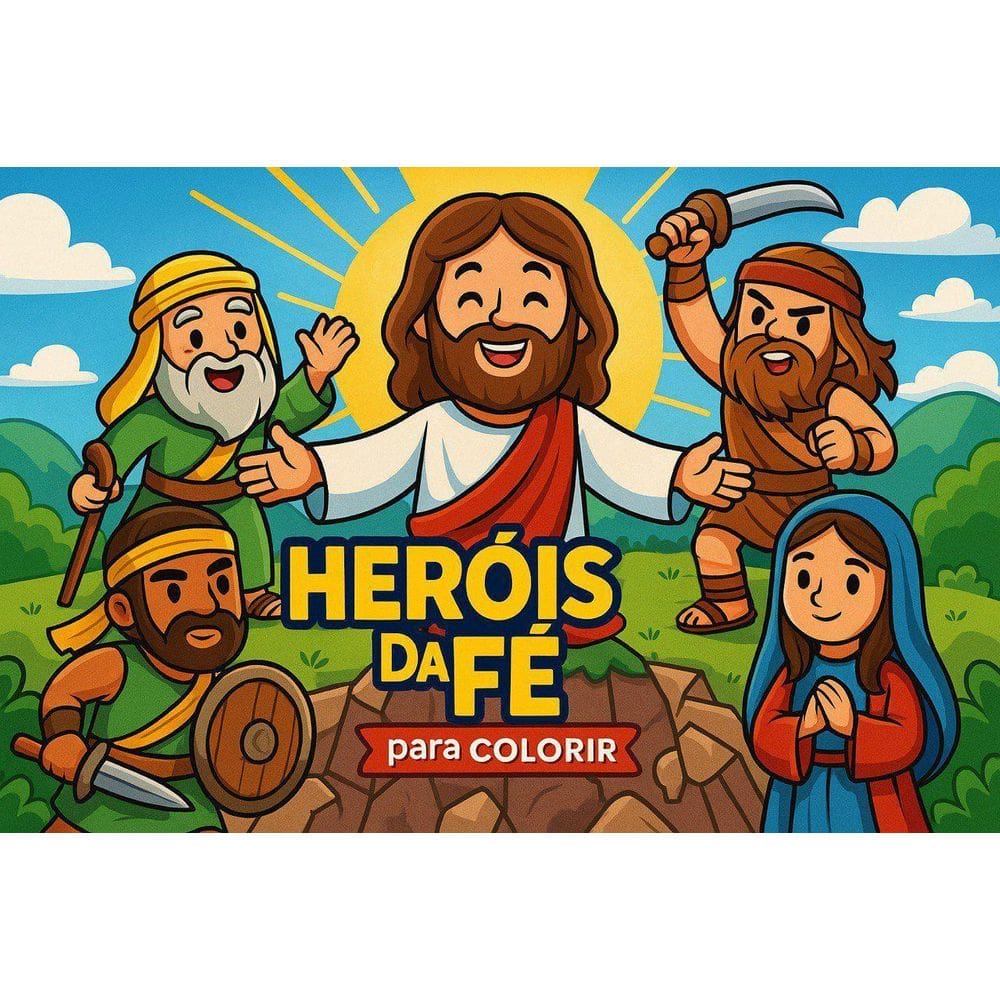 Livro Heróis Da Fé Colorir Infantil Cristão Atividades