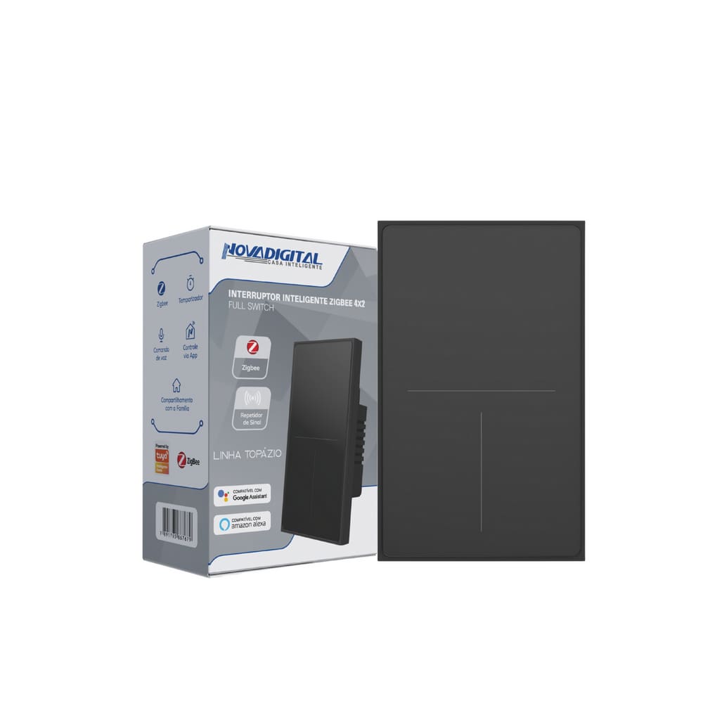 Interruptor Inteligente Zigbee Linha Topázio 3 Botões PRETO