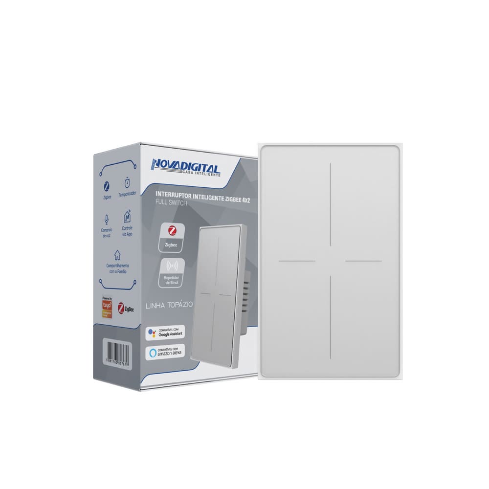 Interruptor Inteligente Zigbee Linha Topázio 4 Botões BRANCO