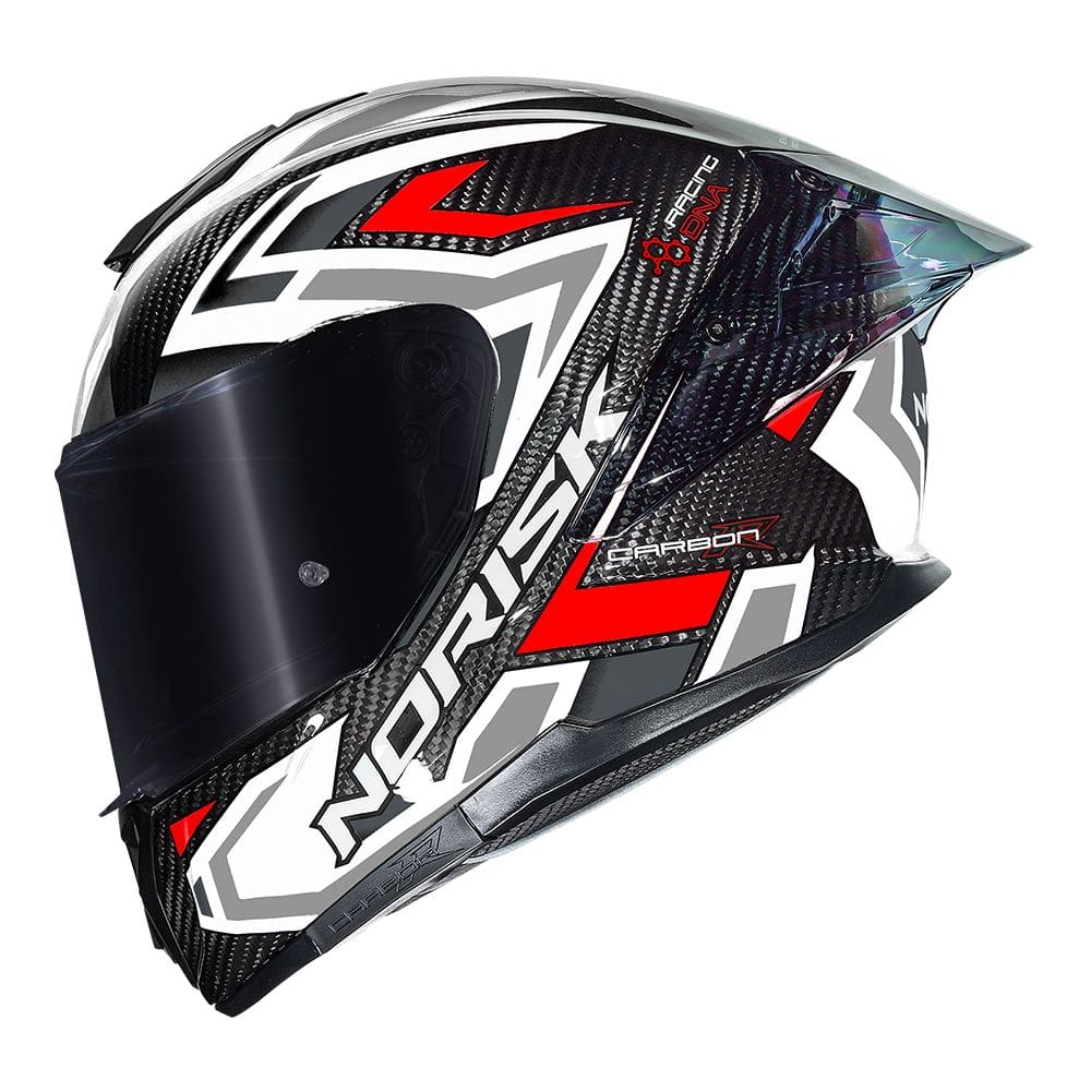 Capacete Norisk Carbon R Spot Branco Cinza e Vermelho