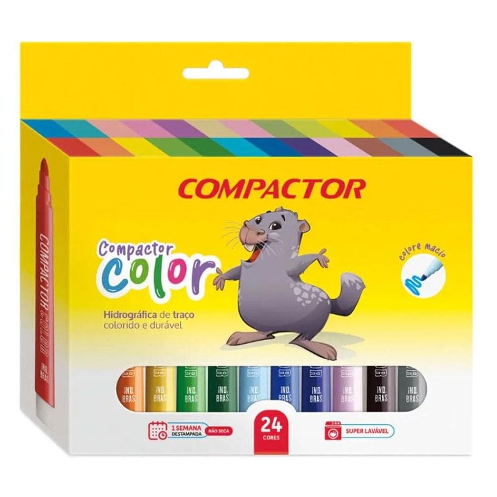 Canetinha Hidrográfica Color 16541 24 Cores - Compactor