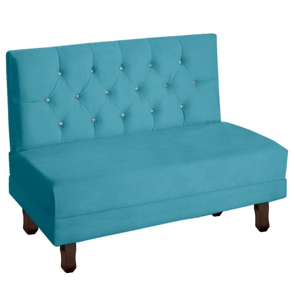 Sofá Canto Italy Veludo Azul Turquesa - Montanaris Decor