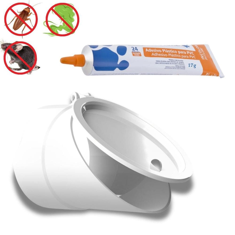Válvula Retenção Esgoto 75Mm + Cola Adesivo Pvc Incolor 17G