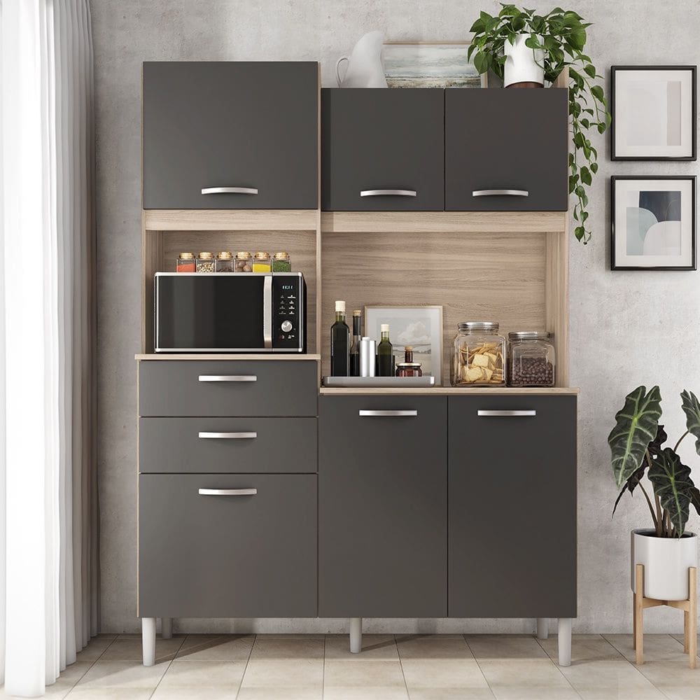 Cozinha Compacta Harmonia Avena Touch Grafito Demóbile