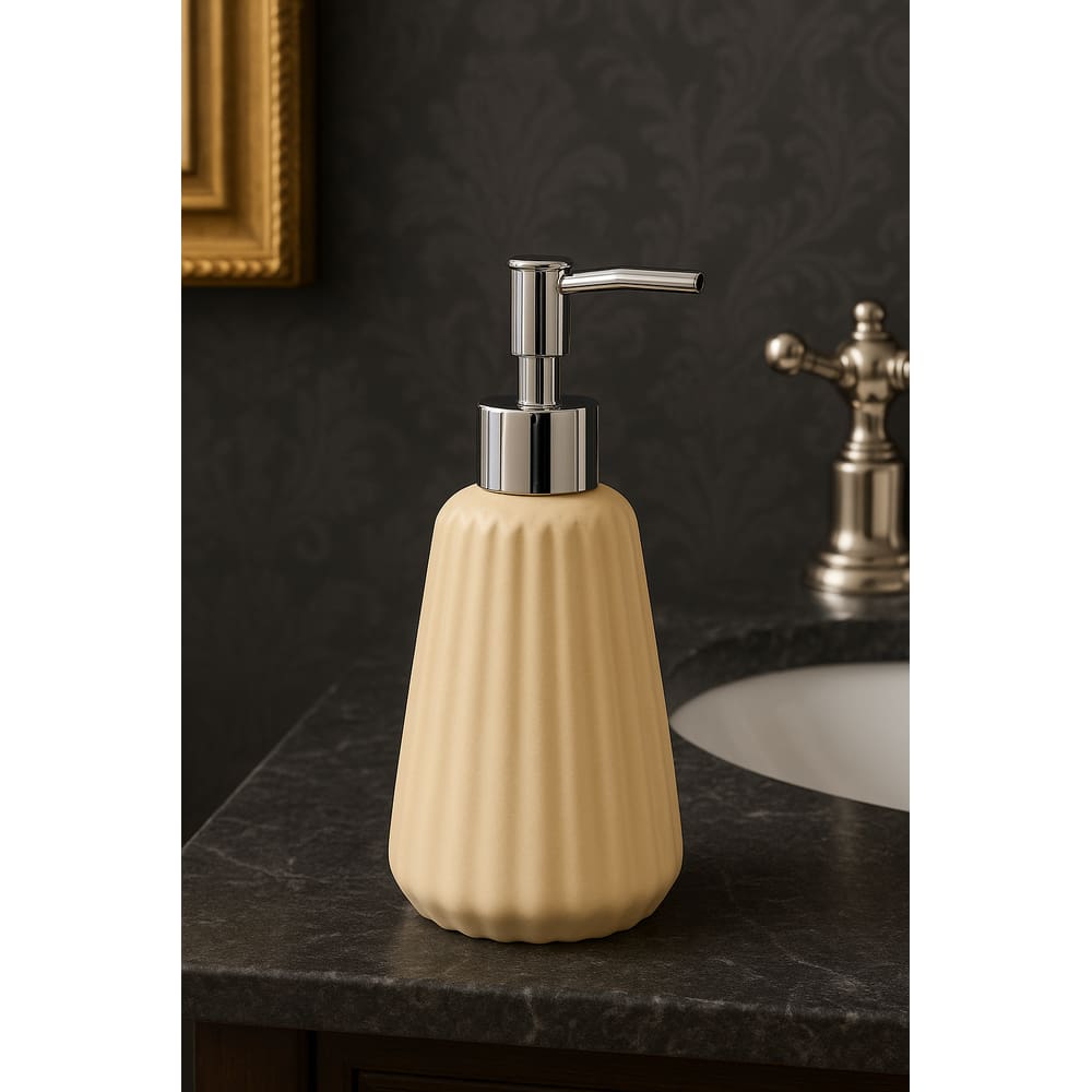 Dispenser De Sabonete Líquido De Cerâmica 250ml - Jolitex Mek - Essentia Bege
