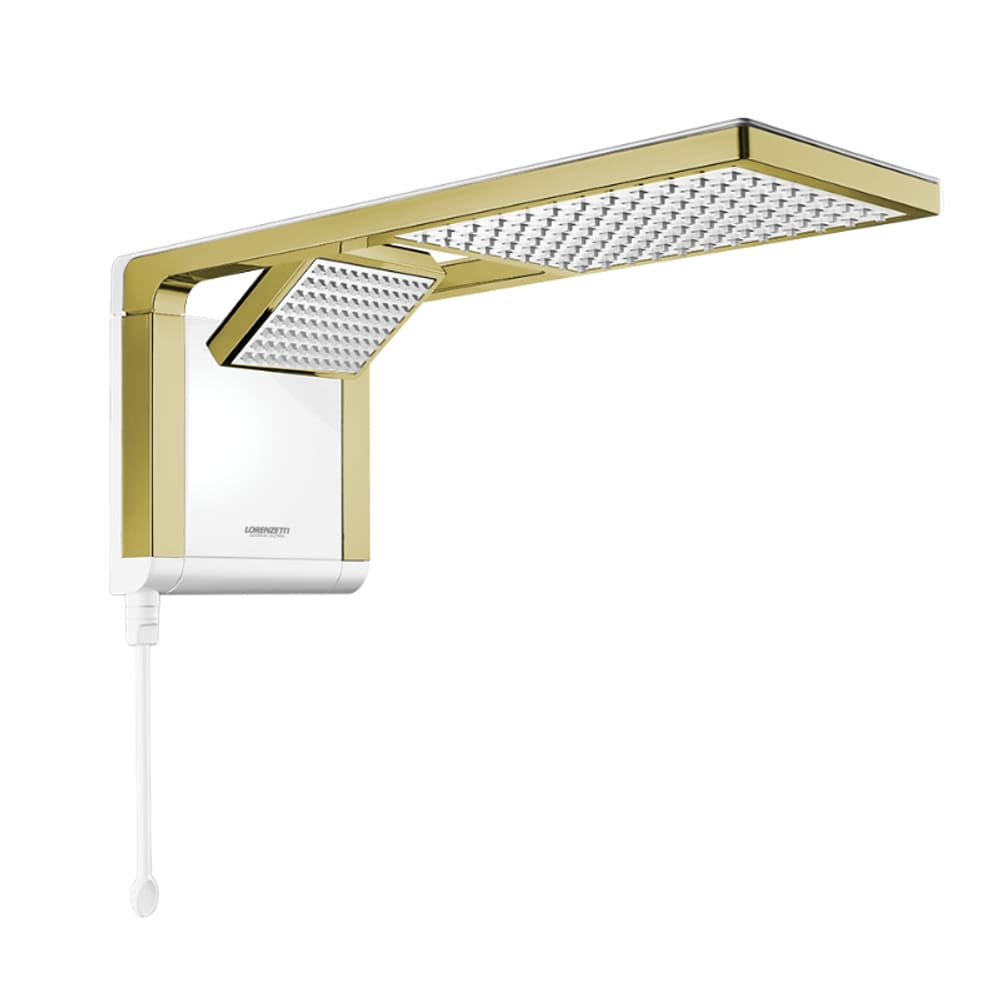 Chuveiro Ducha Acqua Duo Ultra Branco Matte Gold 7800W 220V Lorenzetti