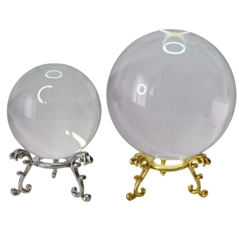 Kit 2 Bolas De Cristal 6 Cm E 8 Cm Transparente Com Base