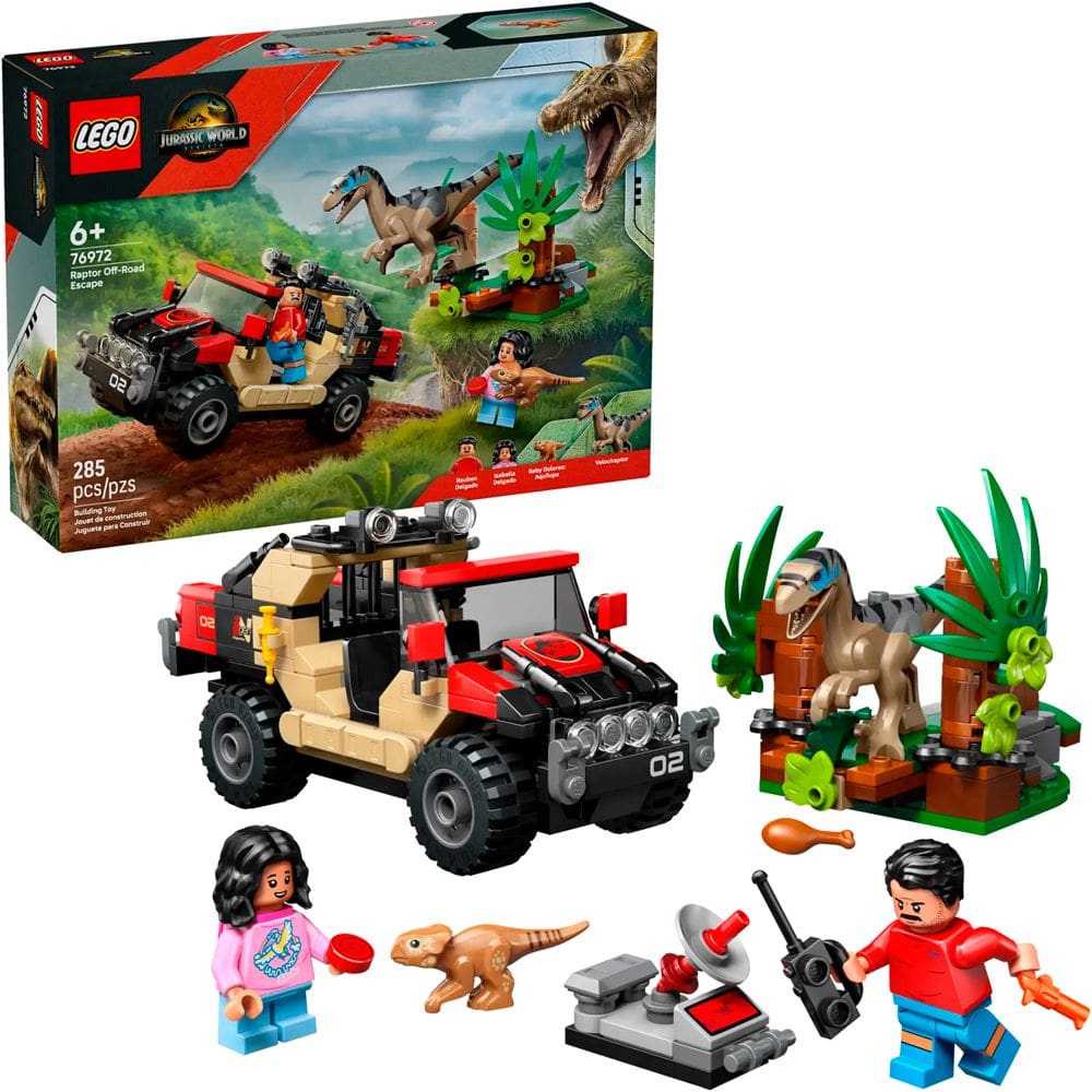 Lego Jurassic World Fuga Off Road do Raptor 76972 com 285pcs