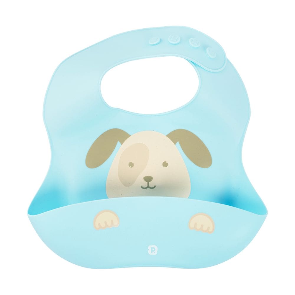 Babador de Silicone Bebê Ajustável Azul Cachorro - Pimpolho
