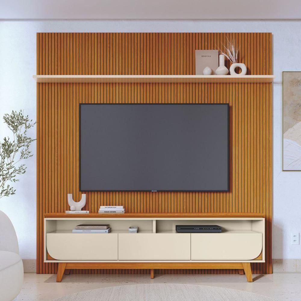 Kit Suporte De Tv E Aparador Evora Cinamomo Off White
