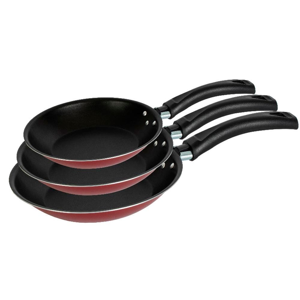 Conjunto de Frigideiras Francesa Antiaderente 18, 20 e 22 cm Preto e Cereja Luz