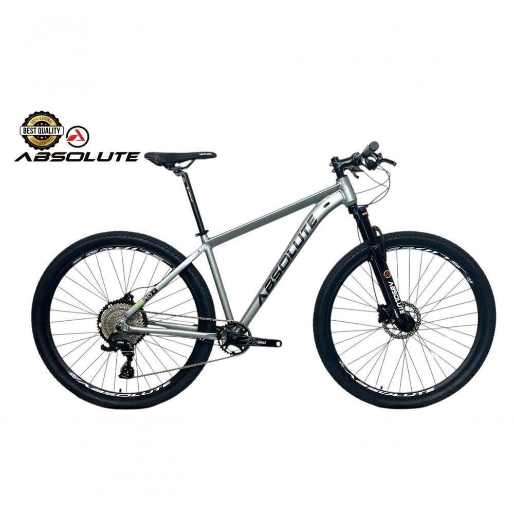 Bicicleta Aro 29 Nero 5 Peças Inteira Absolute 12v Garfo Trava K7 11-52 Freio A Disco Hidráulico Cinza Tam.13.8