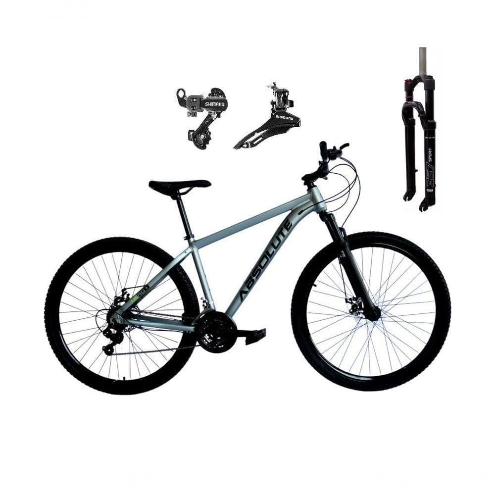 Bicicleta Aro 29 Absolute Nero 5 Câmbios Shimano 24v Garfo Com Trava No Ombro Cinza Tam.17