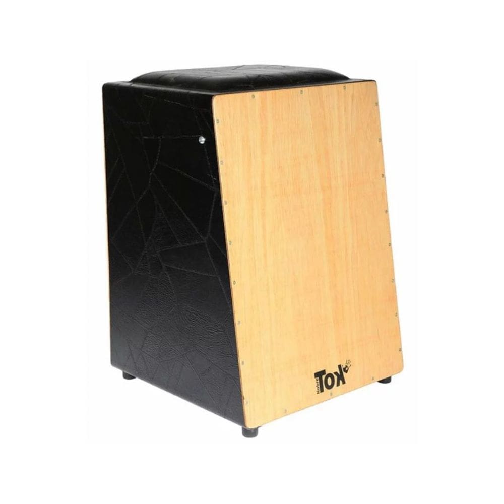 Cajon Eletroacústico Preto/Natural Com Bongô Embutido Nobre Tok