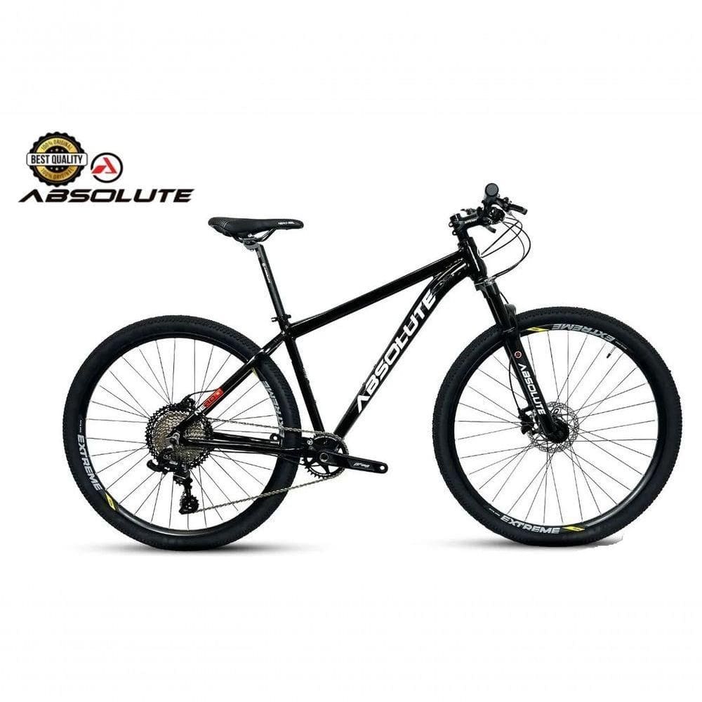 Bike Aro 29 Nero 5 Peças Inteira Absolute 12v Hollowtech Freio Hidráulico K7 11-52 Garfo Trava Guidão - Preto Tam.23