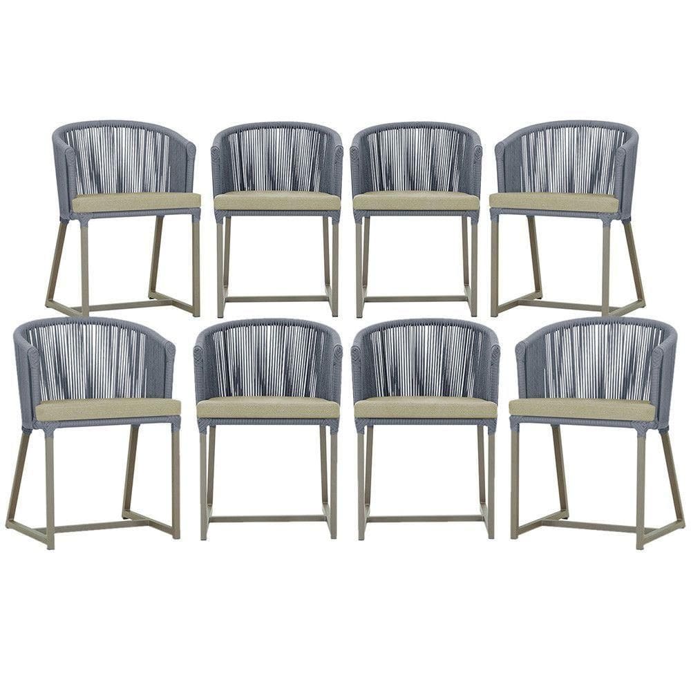 8 Cadeiras De Jantar área Noronha Fendi E7 Trama autêntico Prata