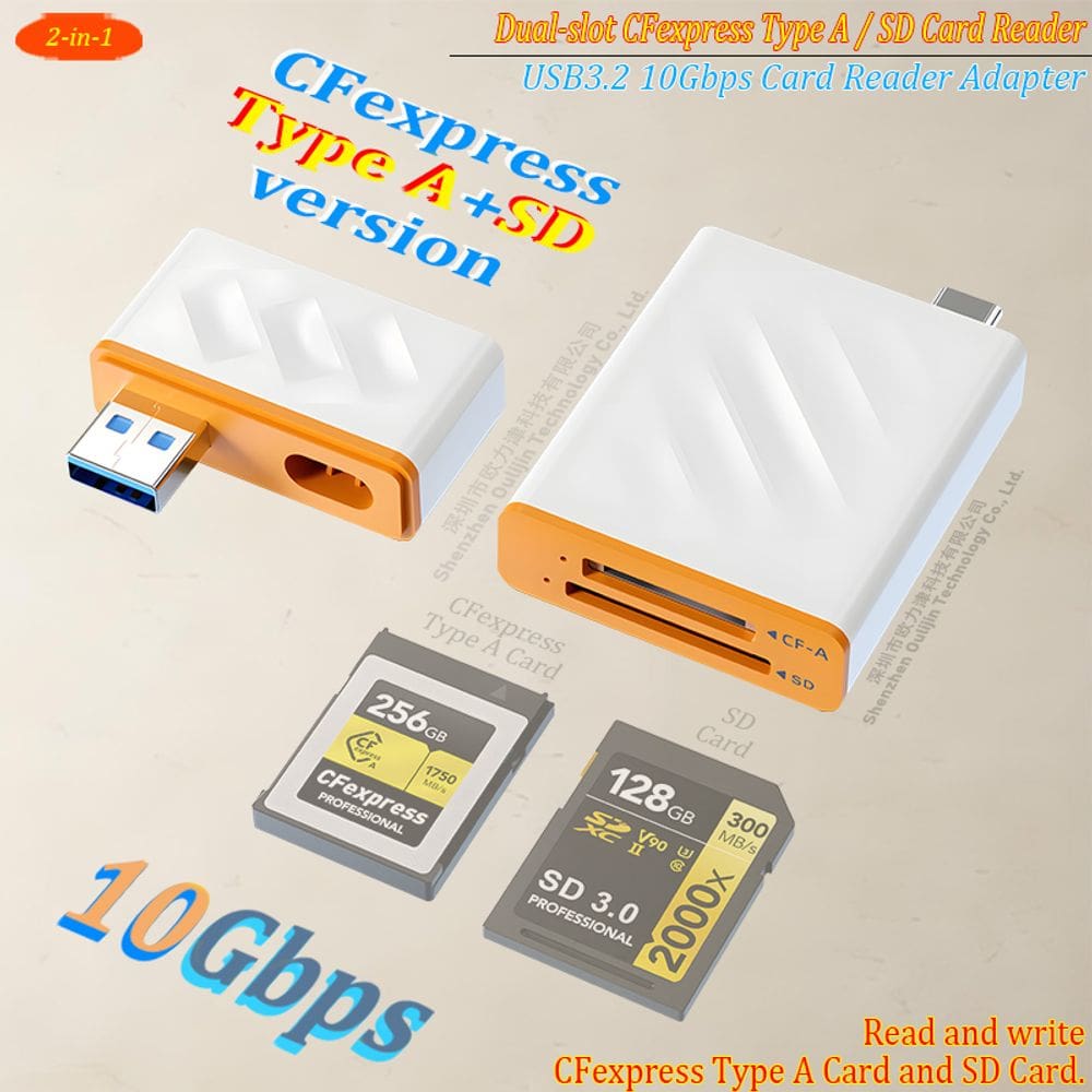 Leitor de cartão portátil Uogic de dois slots CFexpress Tipo A&B/SD USB 3.2 10Gbps