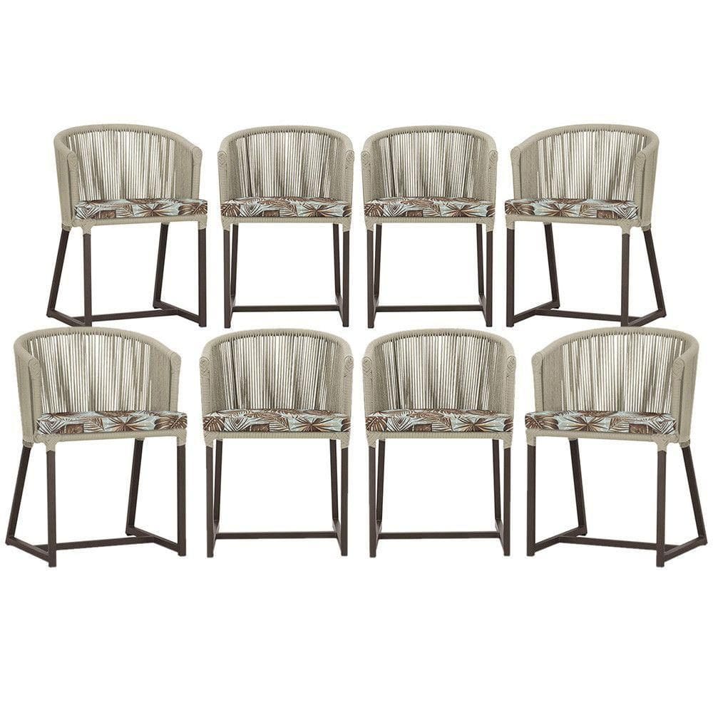 8 Cadeiras De Jantar área Noronha Marrom E6 Trama autêntico Rami