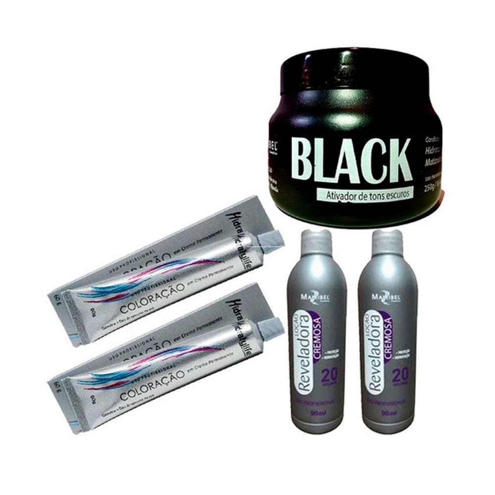 Kit 2 Tinta Preto Azulado, 2 Ox Vol. 20 Masc 250g Mairibel