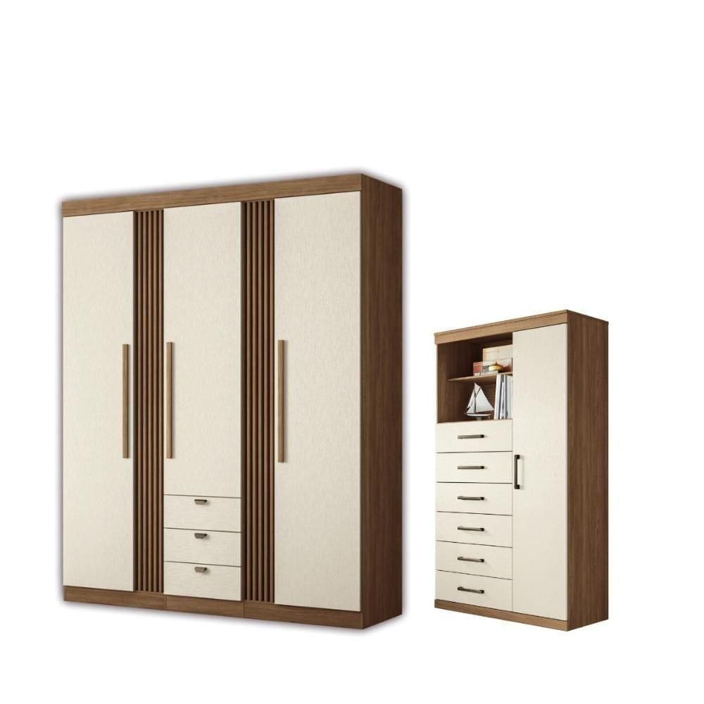 Kit Roupeiro E Multi Uso Veronica Jatoba Areia