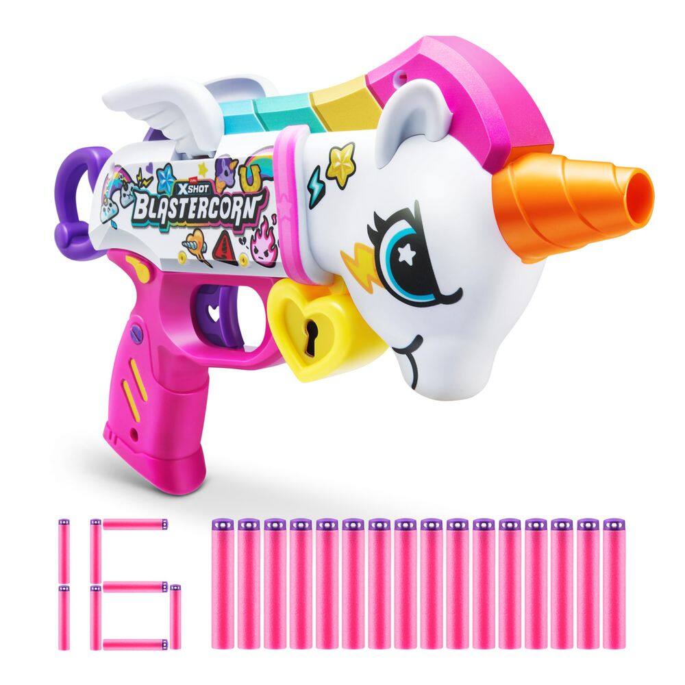 Blaster ZURU XSHOT Blastercorn Unicorn com 16 dardos