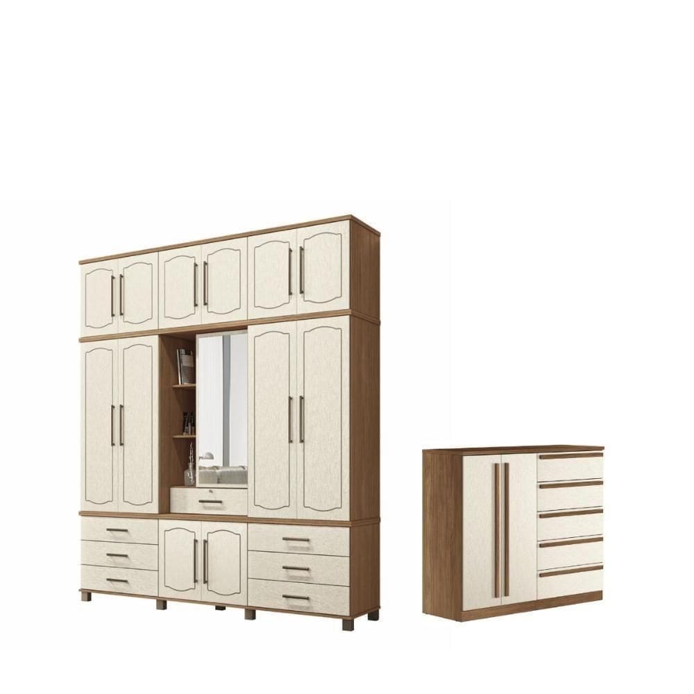 Conjunto Roupeiro E Cômoda Carrie Jatoba Areia