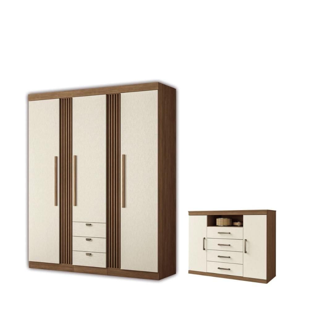 Kit Roupeiro E Cômoda George Jatoba Areia