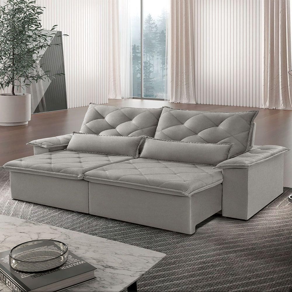 Sofá Melt 02 Módulos 80cm Br 25cm Meu Sofá Online A230 Linho Cinza