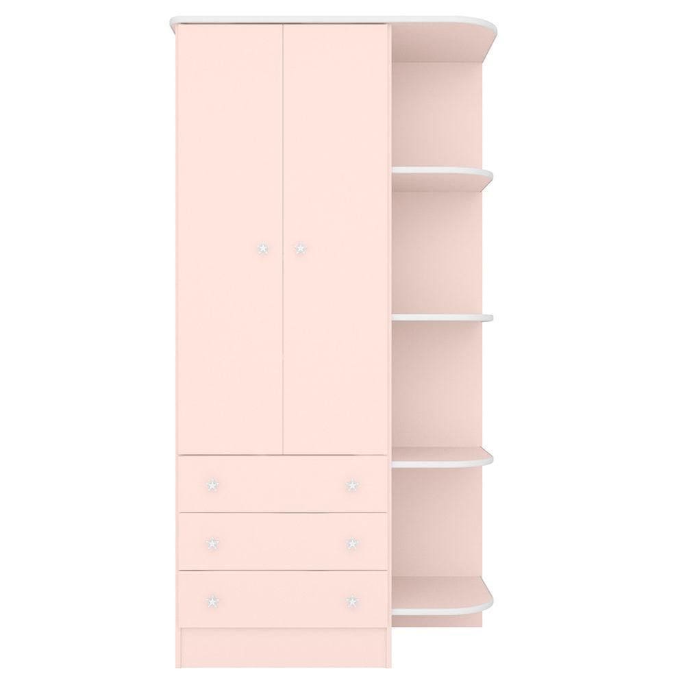 Guarda Roupa Infantil Com Cantoneira Doce Sonho Rosa - Qmovi