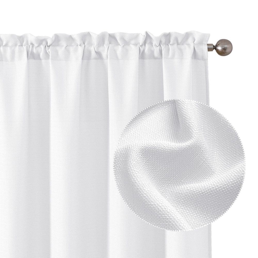 Cortinas Chyhomenyc BSMB Faux Linen brancas 228x229cm 2 painéis