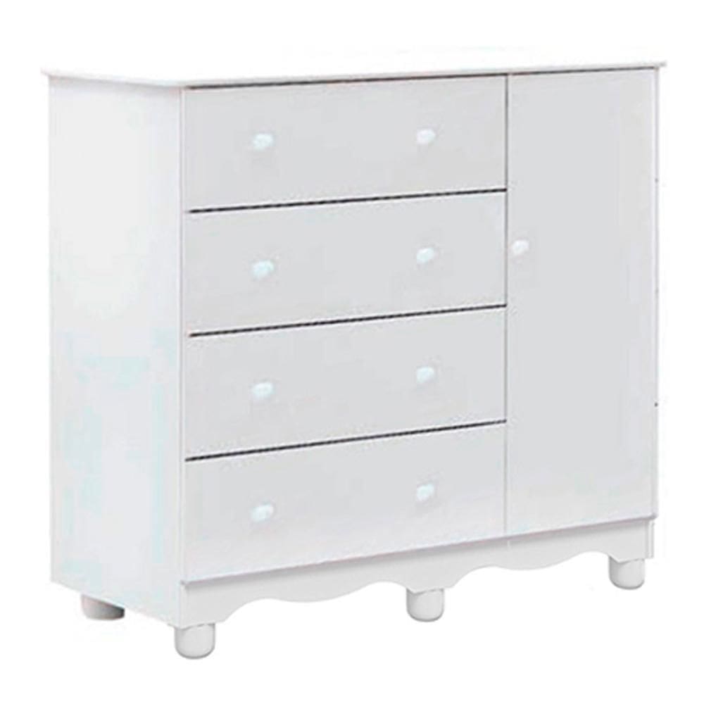 Cômoda Infantil Júnior New 1 Porta e 4 Gavetas - Móveis Peroba