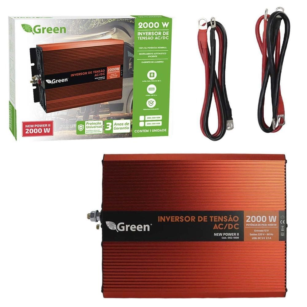 Inversor De Tensão Carro 12V 2000W 2Kva Com Usb 5V 2.1A 220V