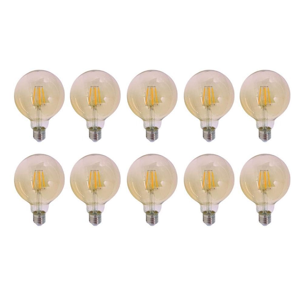 Kit 10 Lâmpada Filamento Led Vintage Redonda G95 4W Gold