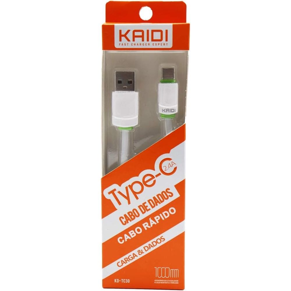Cabo De Carregamento E Dados Celular Usb Tipo-C Carga Rápida 1Mt Kaidi KD-28