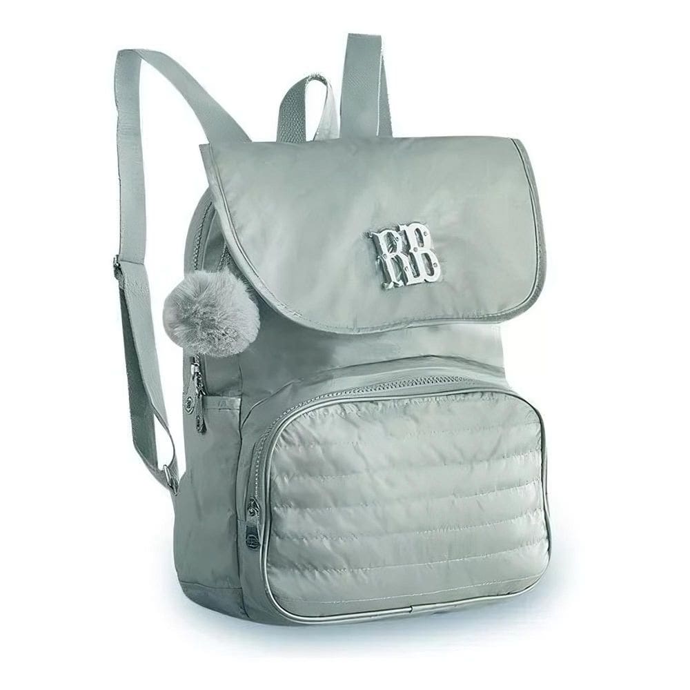Mochila Prata Rebecca Bonbon Com Pompom