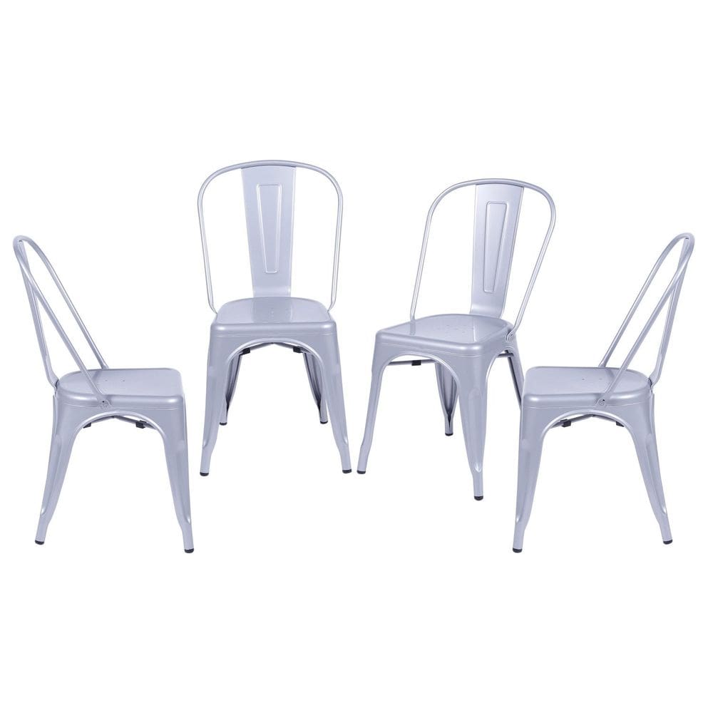 Kit 4 Cadeiras para Sala de Jantar Retrô Cinza