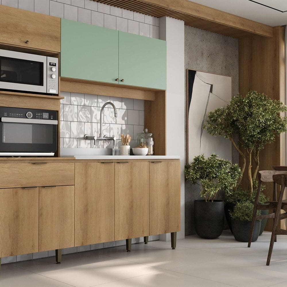 Cozinha Compacta 200cm X 185cm Flórida Capuccino/Menta