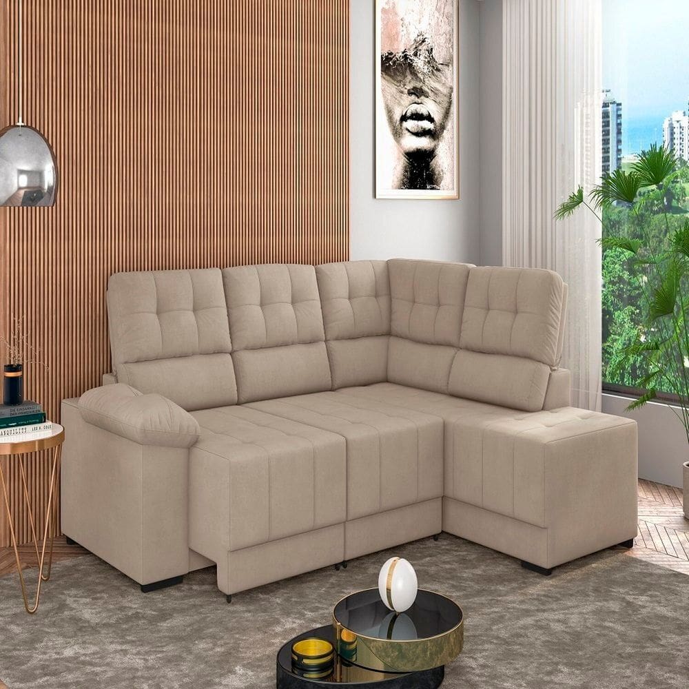 Conjunto de Sofás Modulado Bipartido Firenze Capuccino