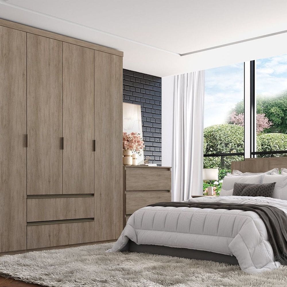 Guarda-roupa 4 Portas 168cm X 230cm Nobre Rustic