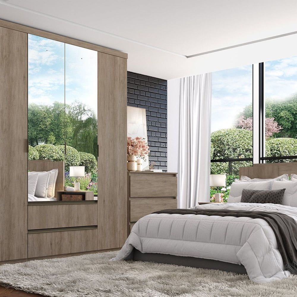Guarda-roupa 4 Portas 168cm X 230cm X 55cm Nobre Rustic
