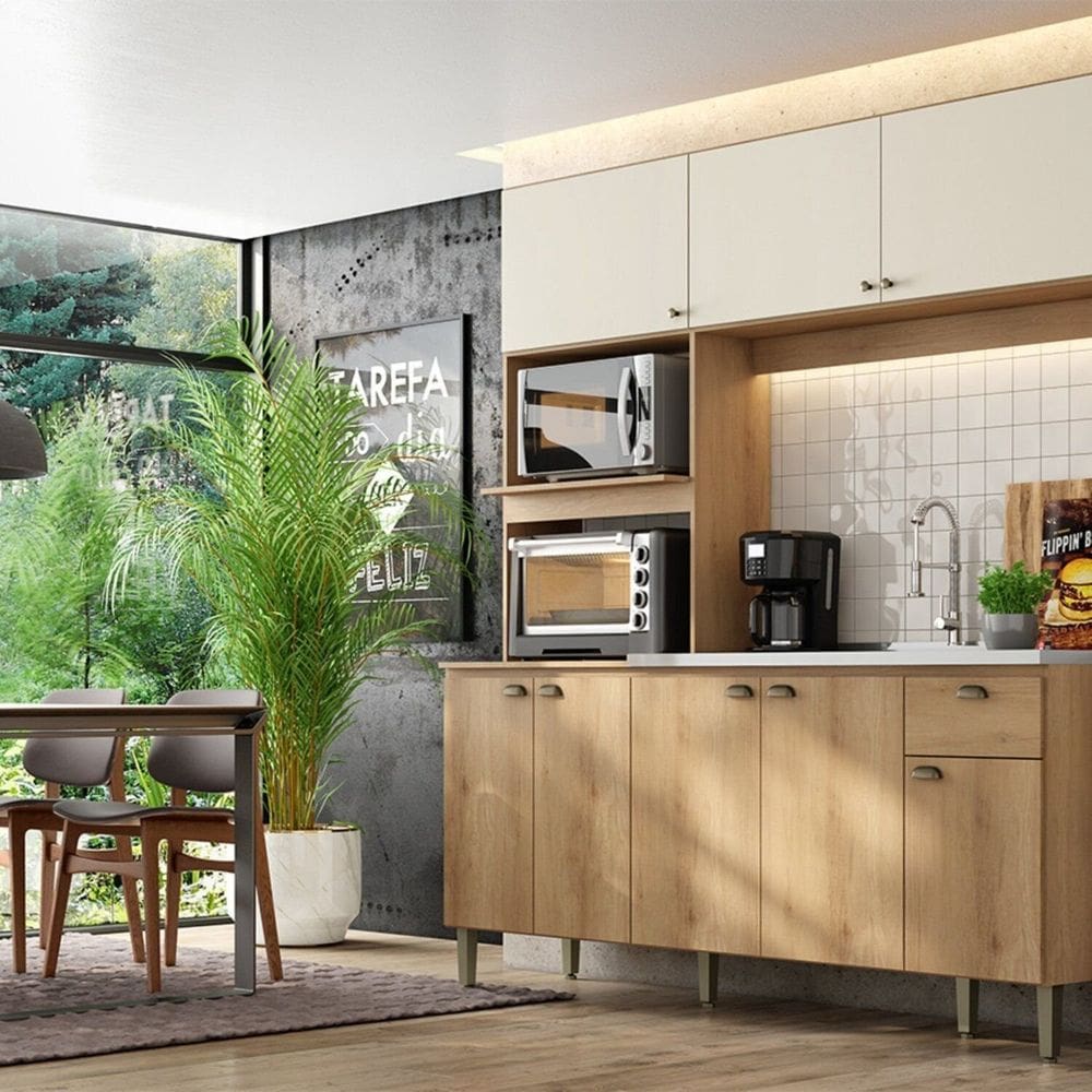 Cozinha Compacta Moderna 230,2cm X 214cm X 52cm Capuccino / Off White
