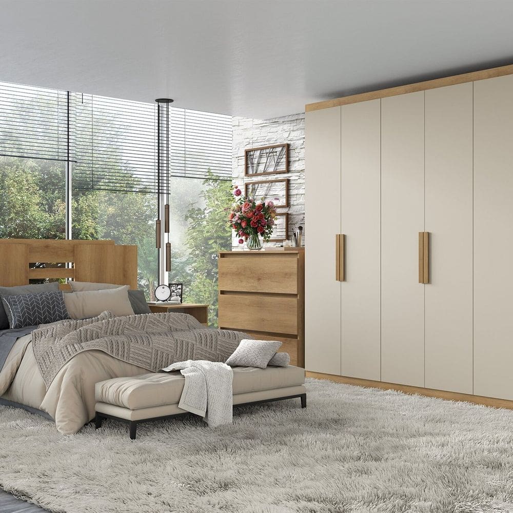 Guarda-roupa 6 Portas 180cm X 220cm X 47cm Milan Capuccino /Off White