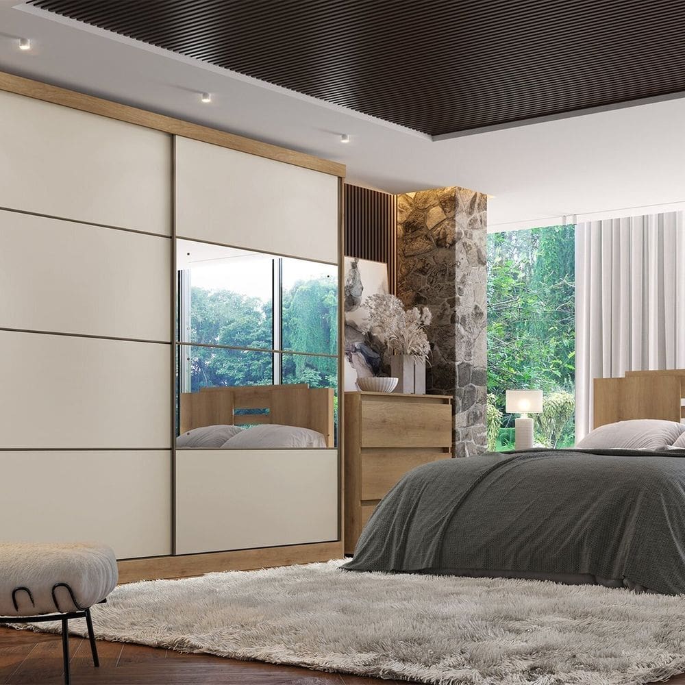 Guarda-roupa 2 Portas 222cm X 230cm Malaga Capuccino \ Off White