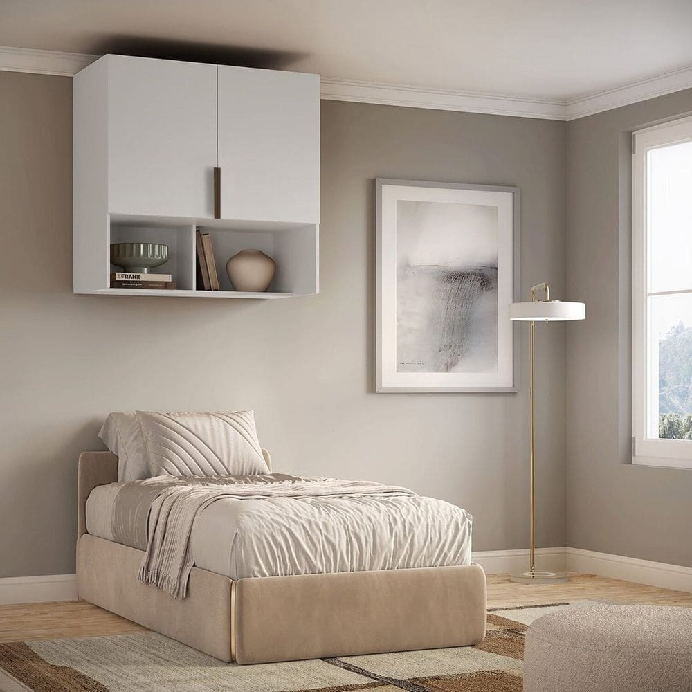 Módulo Aéreo para Cama de Solteiro Mdf Clean Altezza Branco